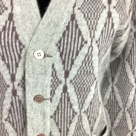VINTAGE LAMBSWOOL UNIQUE GEOMETRIC DESIGN CARDIGAN - Picture 8 of 9
